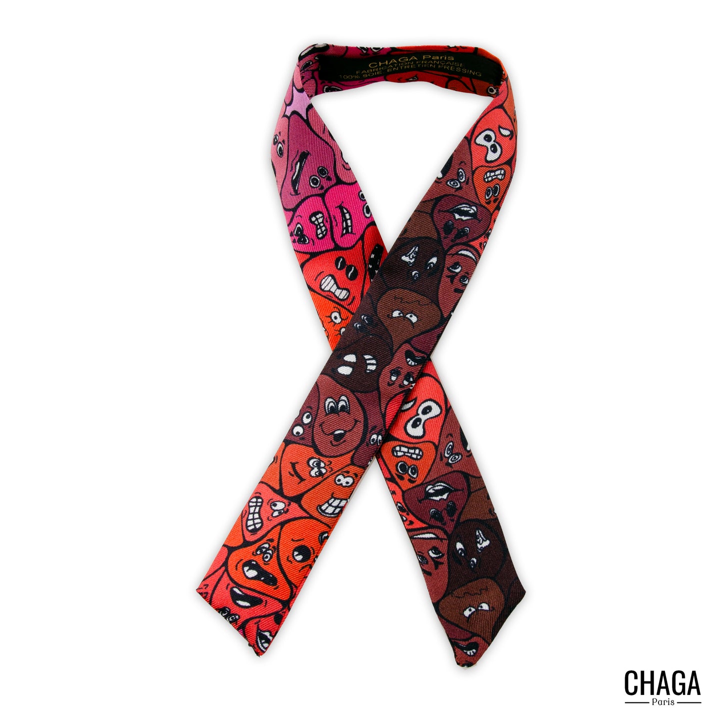 Twilly unisexe en soie CHAGA Paris - Motif Coquelicot