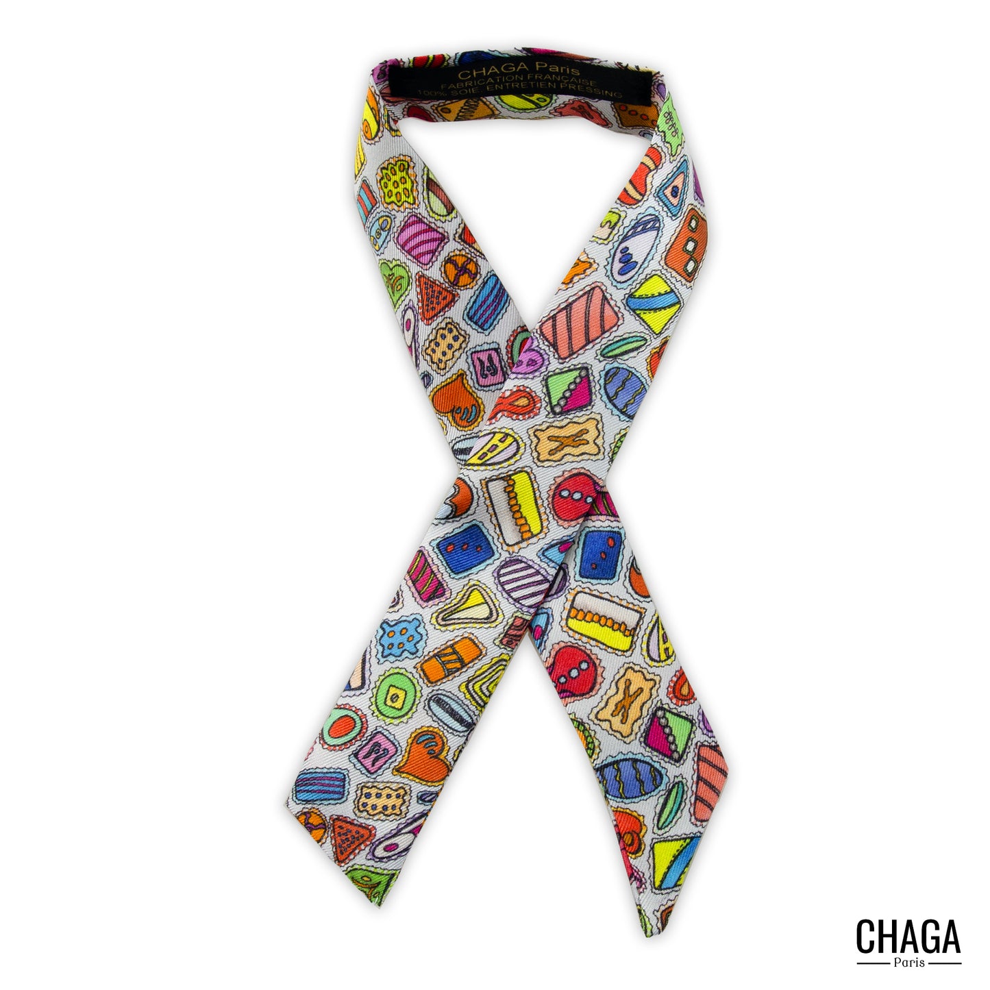 Twilly unisexe en soie CHAGA Paris - Motif Gourmandises