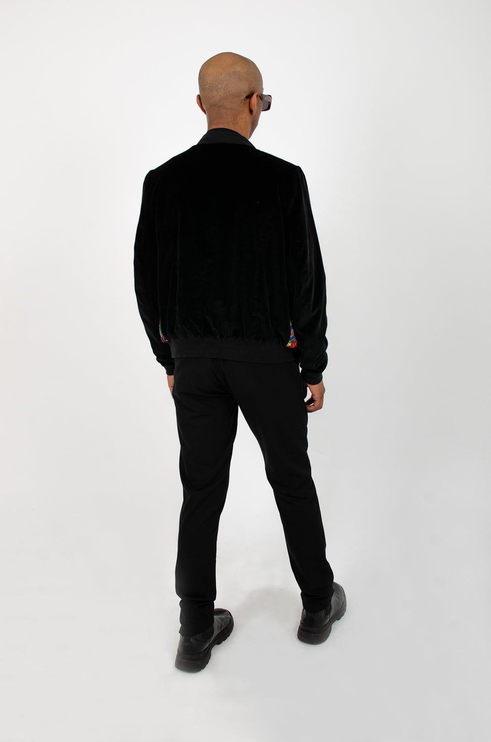 Bomber unisexe velours et soie CHAGA Paris - Motif Jungle et noir uni