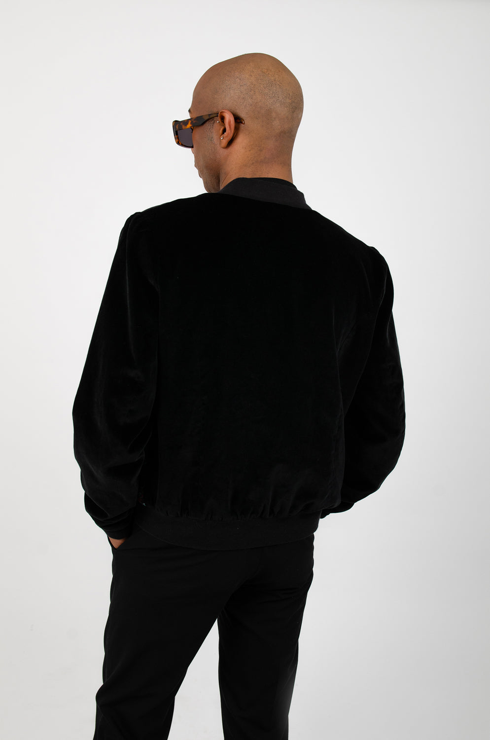 Bomber unisexe velours et soie CHAGA Paris - Motif Jungle et noir uni