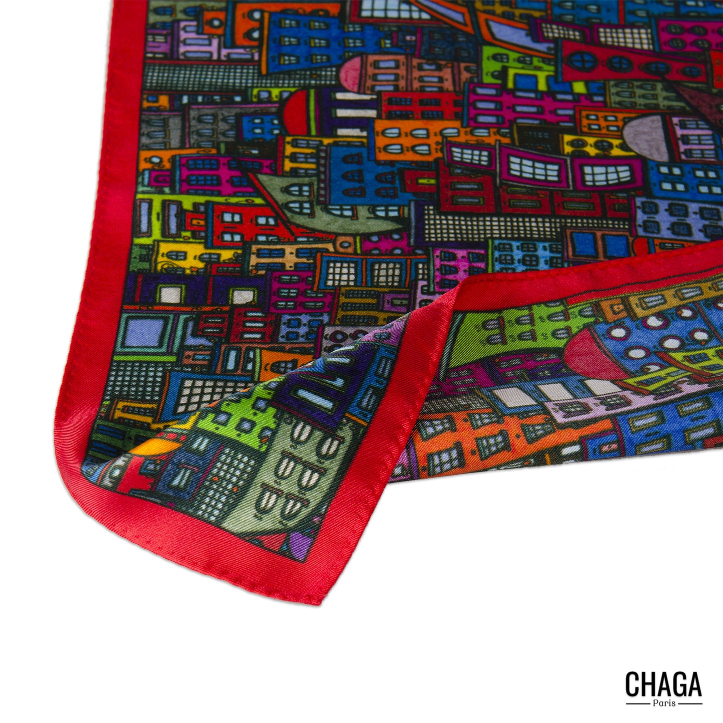 Carré de soie femme 45 CHAGA Paris - Motif Amoureuse