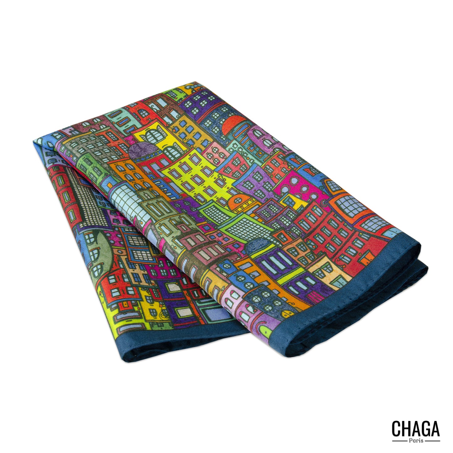 Carré de soie femme 45 CHAGA Paris - Motif Authentique