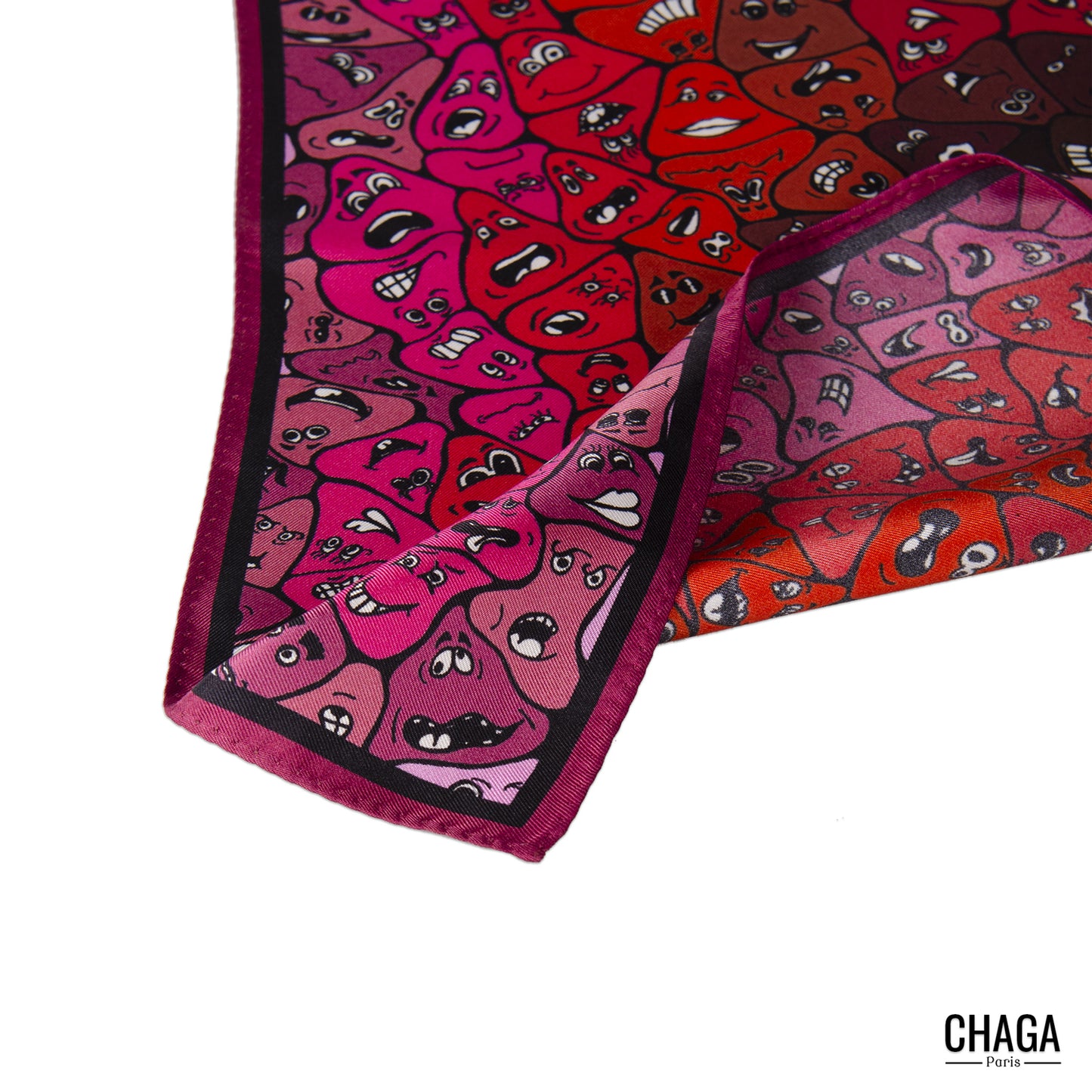 Pochette en soie homme 45 CHAGA Paris - Motif Coquelicot