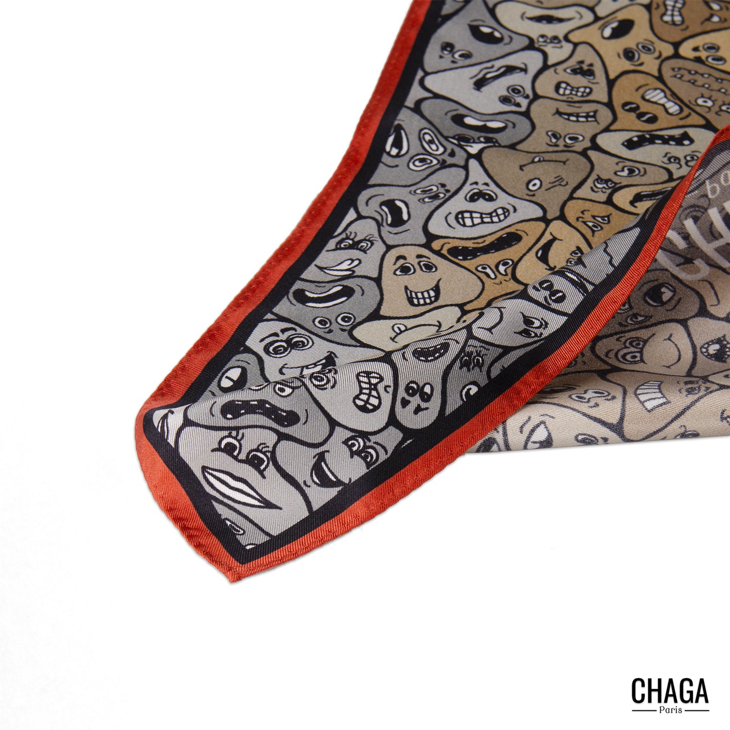 Carré de soie femme 45 CHAGA Paris - Motif Femme orange