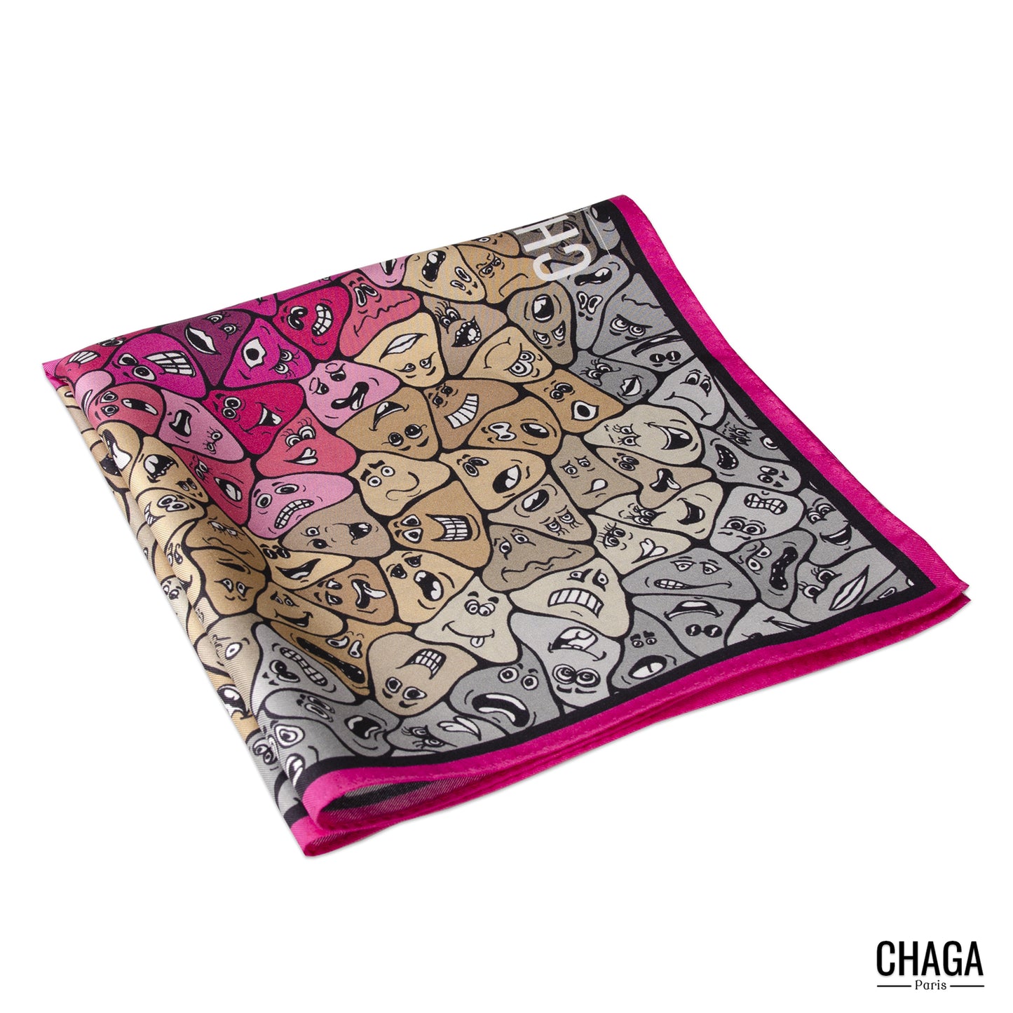 Pochette en soie homme 45 CHAGA Paris - Motif Femme rose