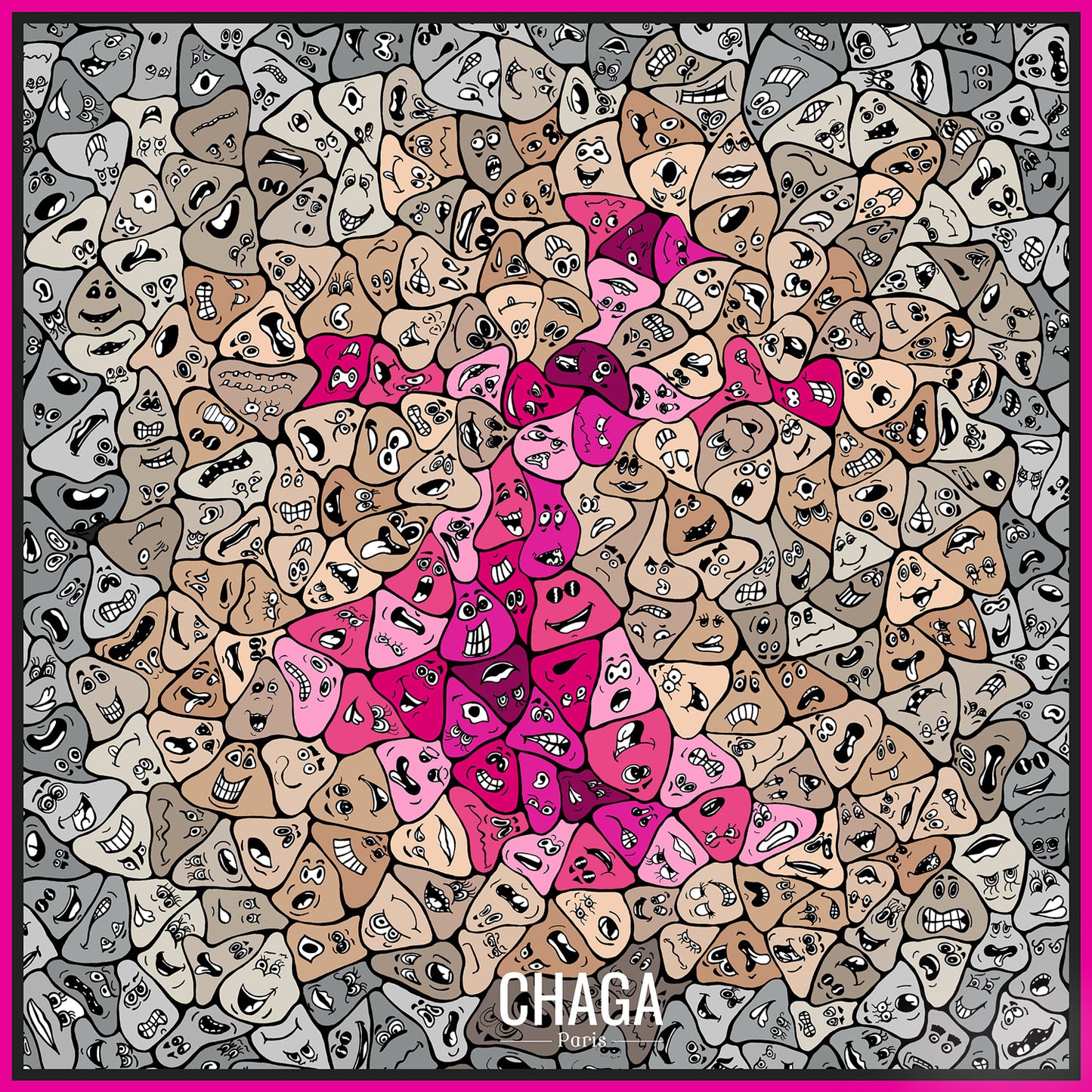 Pochette en soie homme 45 CHAGA Paris - Motif Femme rose