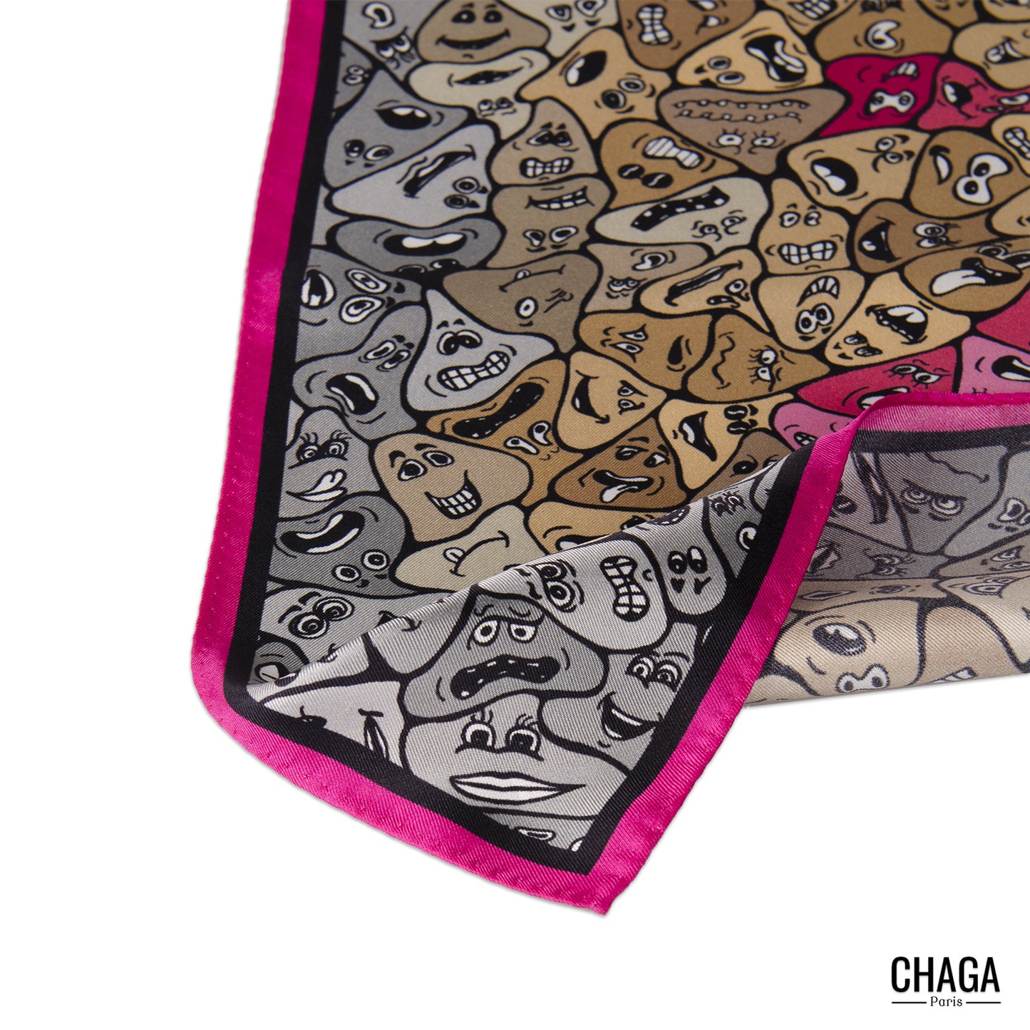 Carré de soie femme 45 CHAGA Paris - Motif Femme rose