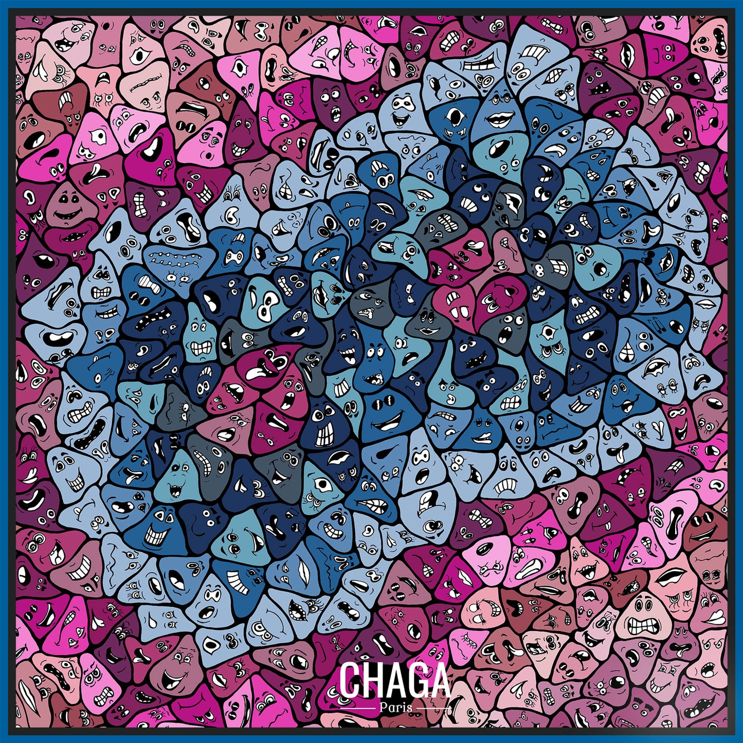 Foulard en voile léger 47 X 47 CHAGA Paris - Motif Masque