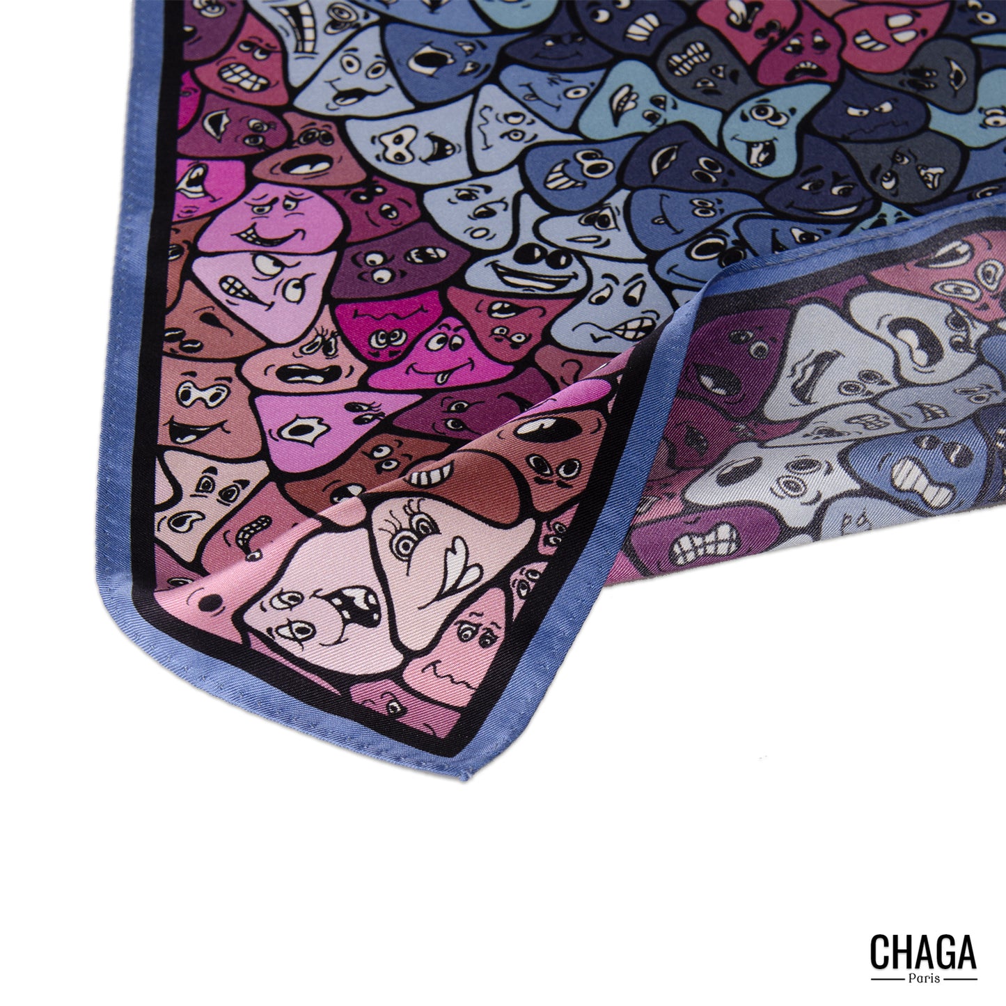 Pochette en soie homme 45 CHAGA Paris - Motif Masque