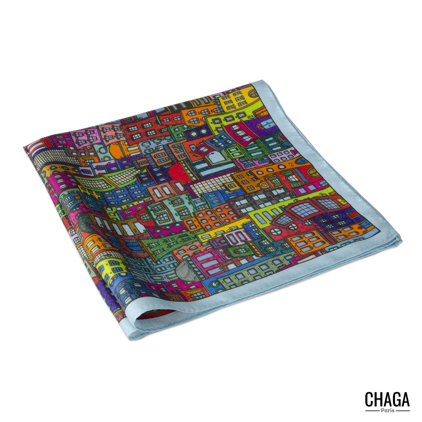 Pochette en soie homme 45 CHAGA Paris - Motif Rêveur