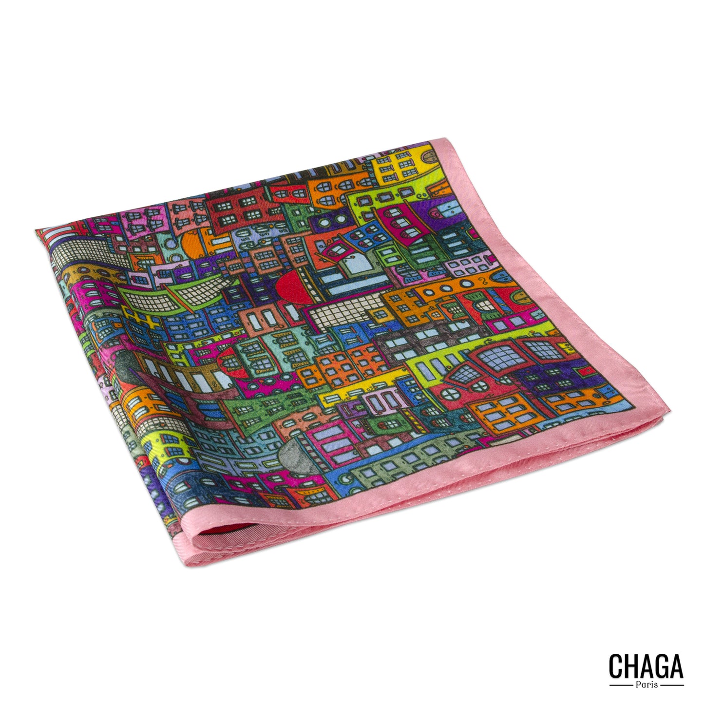 Pochette en soie homme 45 CHAGA Paris - Motif Romantique