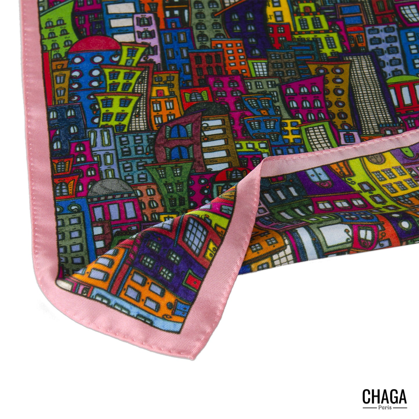 Carré de soie femme 45 CHAGA Paris - Motif Romantique