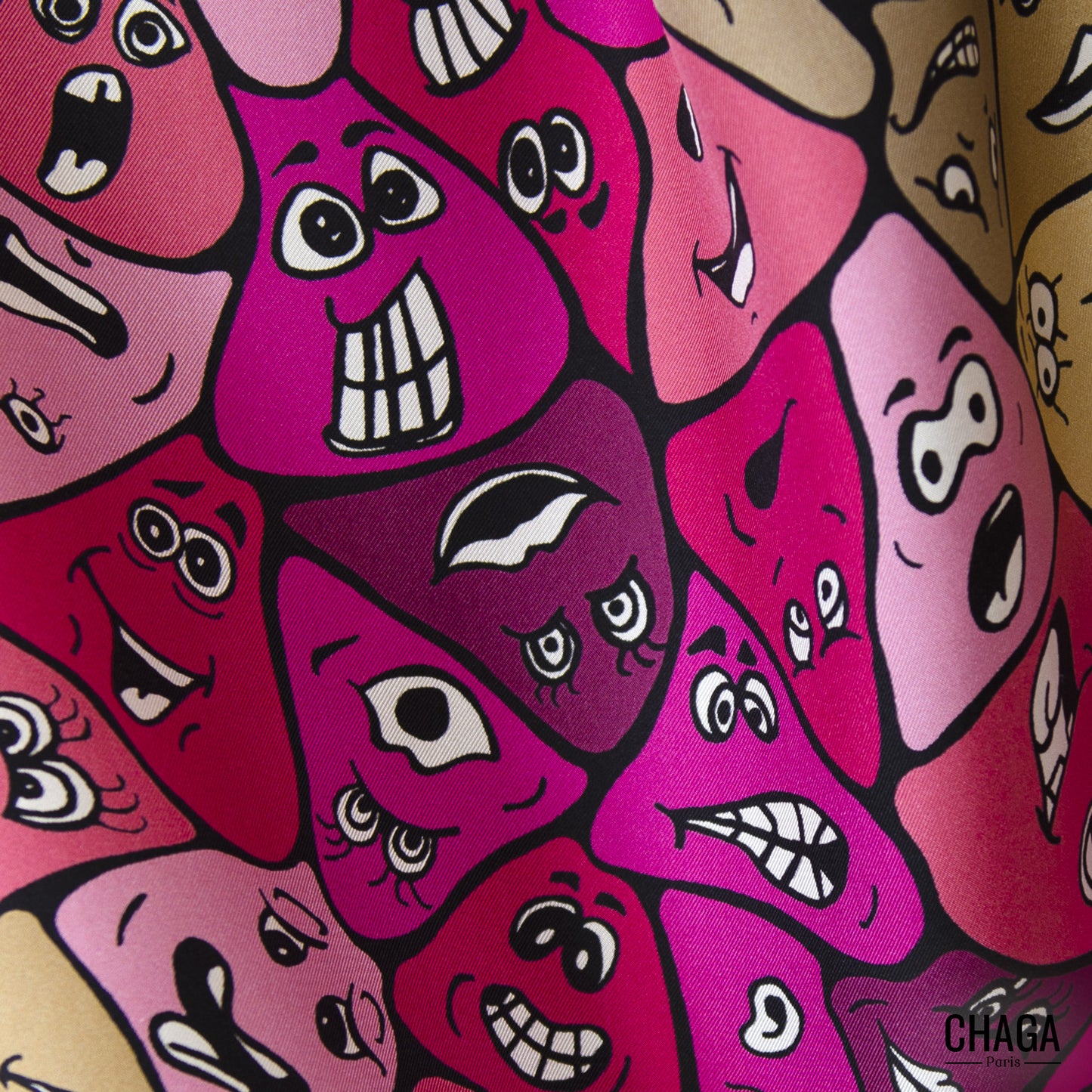 Foulard en soie homme 90 CHAGA Paris - Motif Femme rose