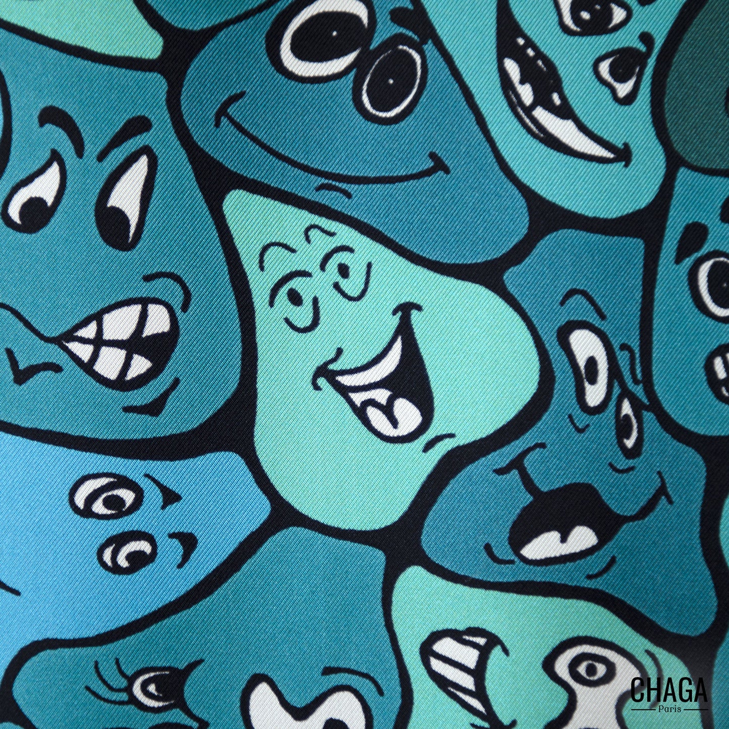 Foulard en soie homme 90 CHAGA Paris - Motif Fleur bleue