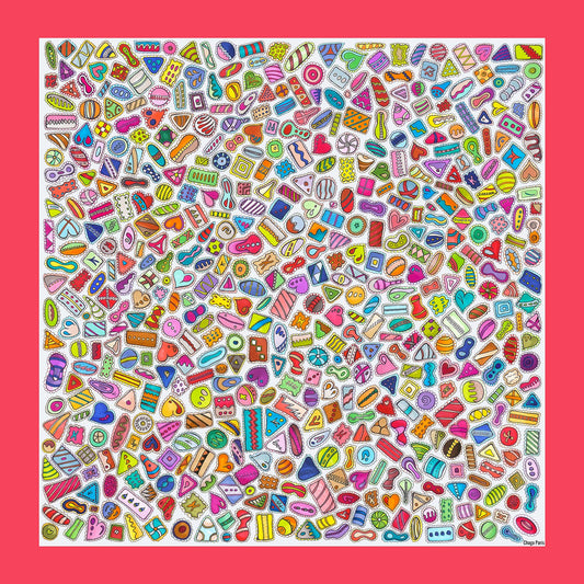 Carré de soie femme 90 CHAGA Paris - Motif Gourmandises