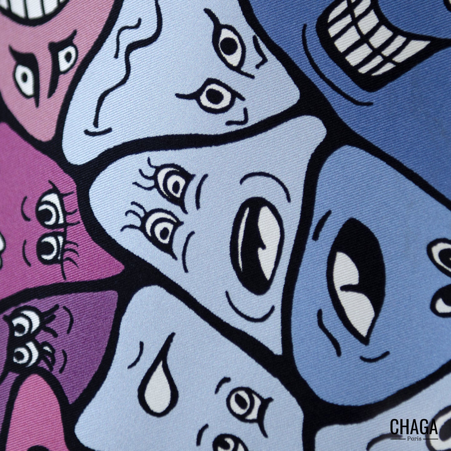 Foulard en soie homme 90 CHAGA Paris - Motif Masque