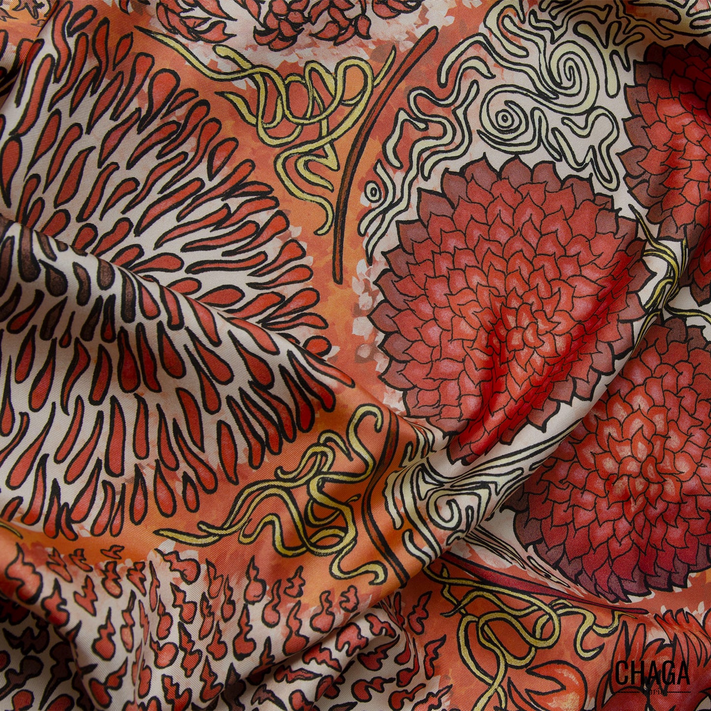 Foulard en soie homme 90 CHAGA Paris - Motif Nénusphères