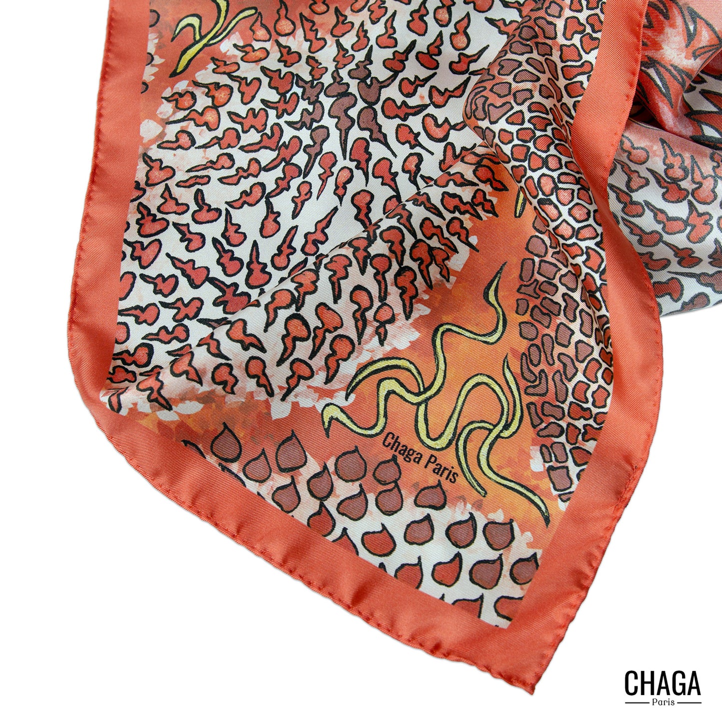 Carré de soie femme 90 CHAGA Paris - Motif Nénusphères