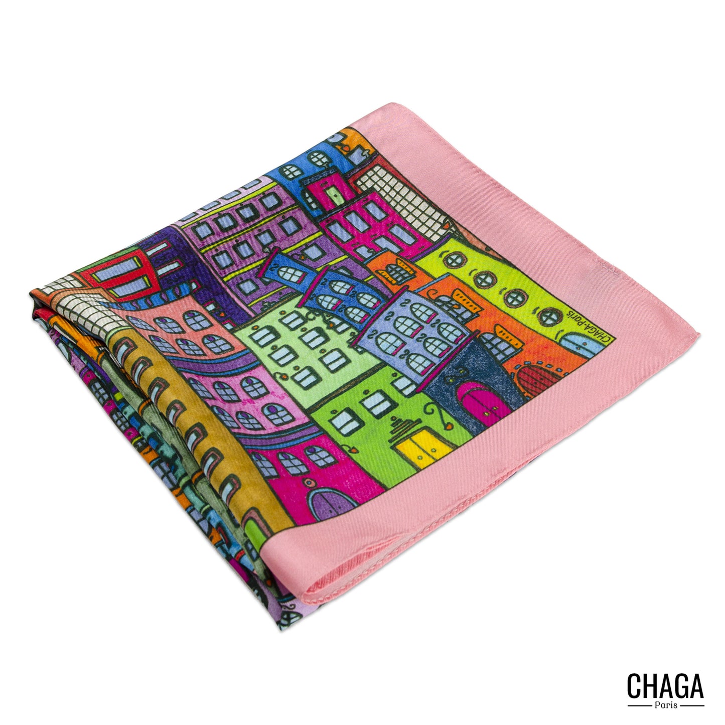 Carré de soie femme 90 CHAGA Paris - Motif Romantique