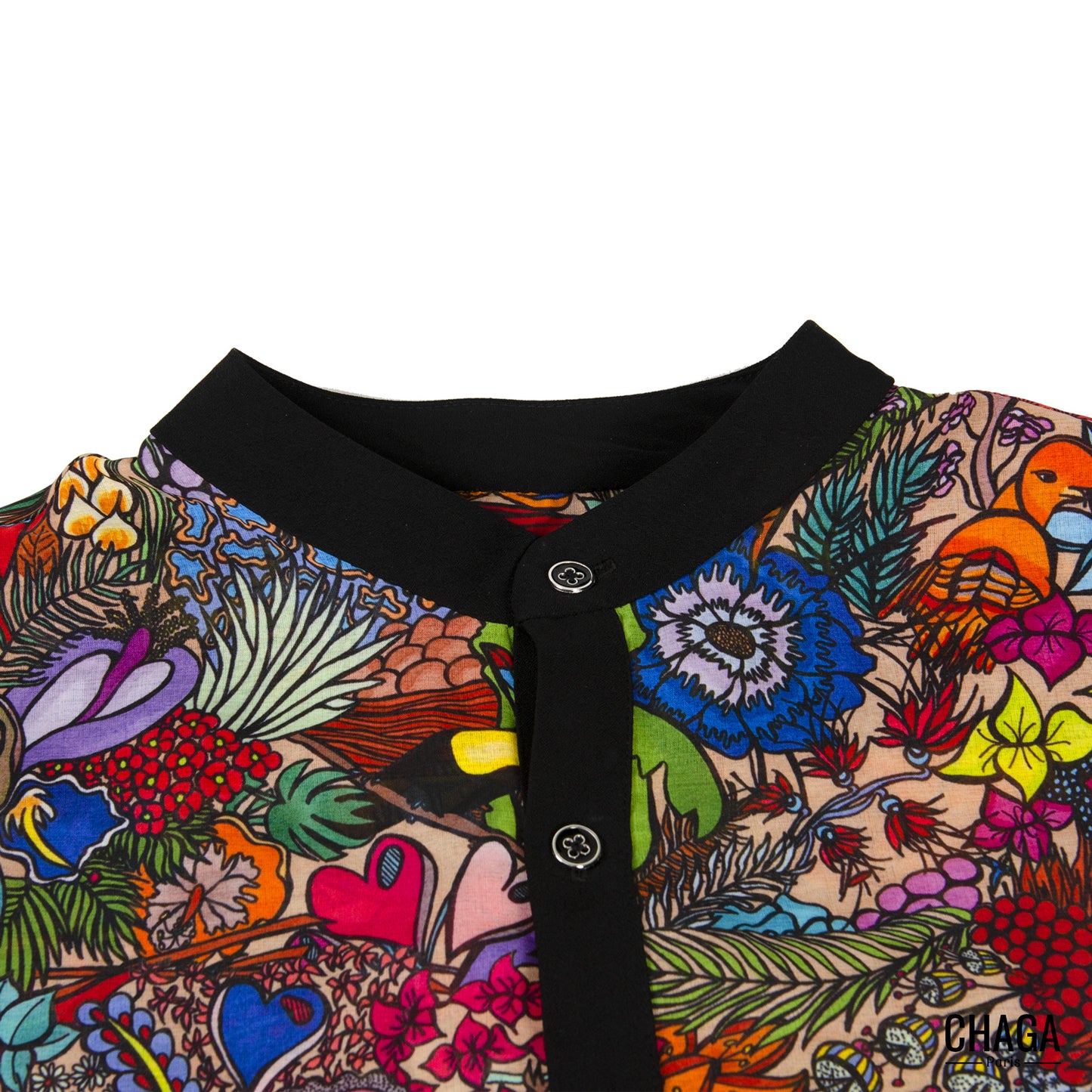 Chemise femme en voile léger CHAGA Paris - Motif Jungle
