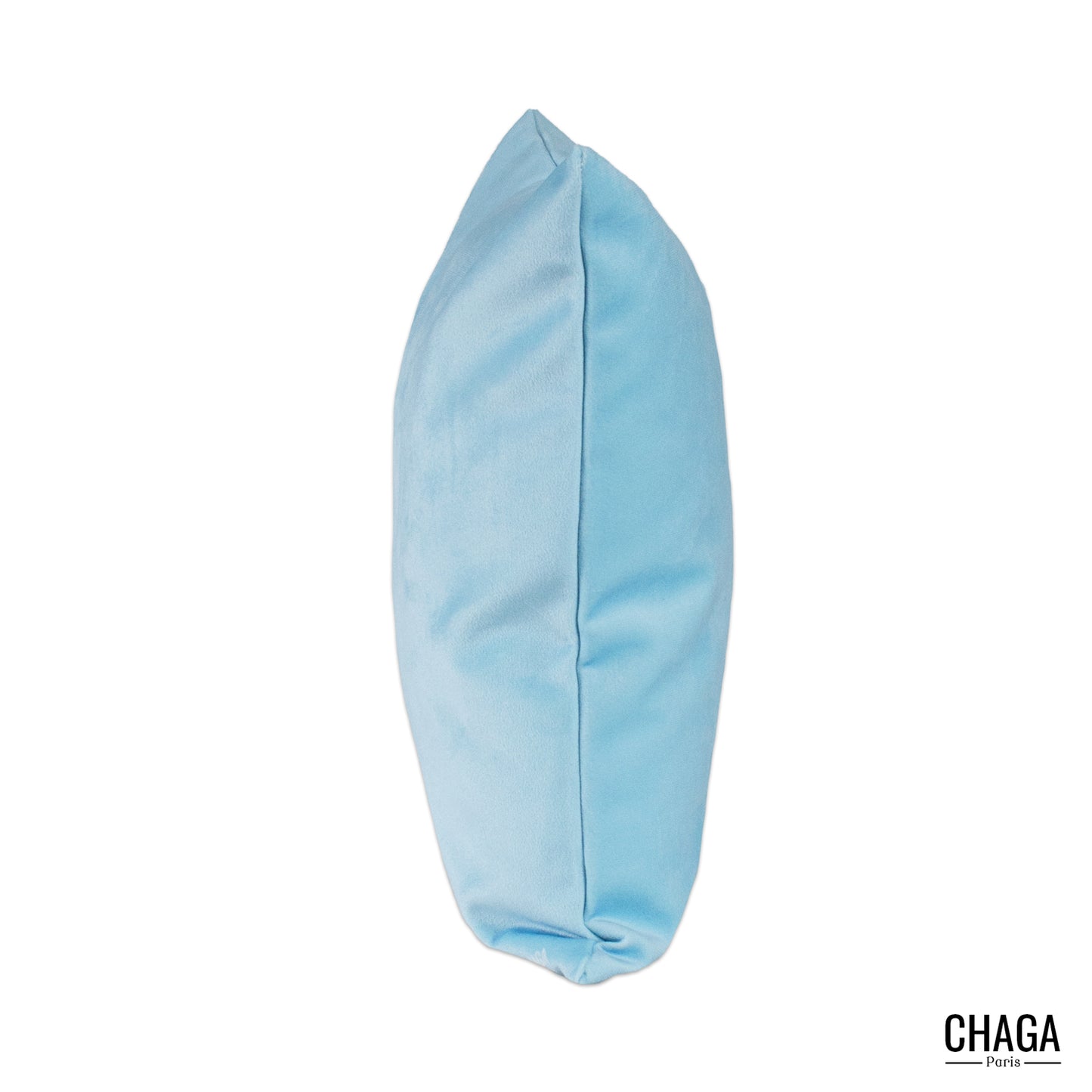 Coussin de créateur en velours CHAGA Paris - Motif Bleu clair uni