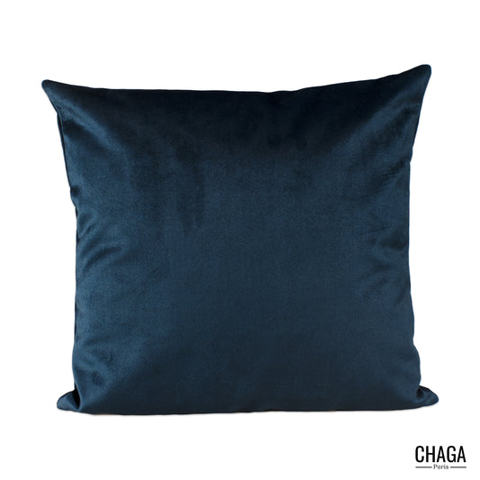 Coussin de créateur en velours CHAGA Paris - Motif Eléphant jungle bleu