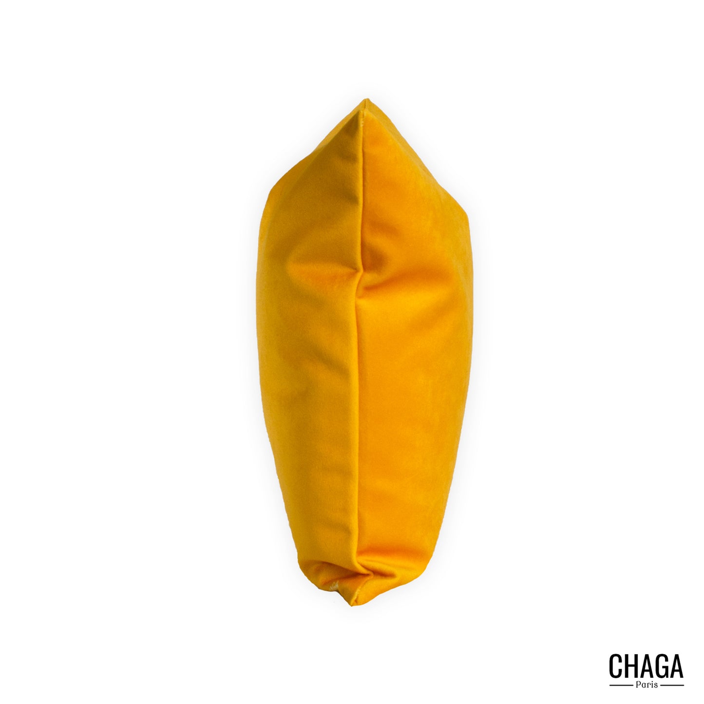 Coussin de créateur en velours CHAGA Paris - Motif Jaune uni
