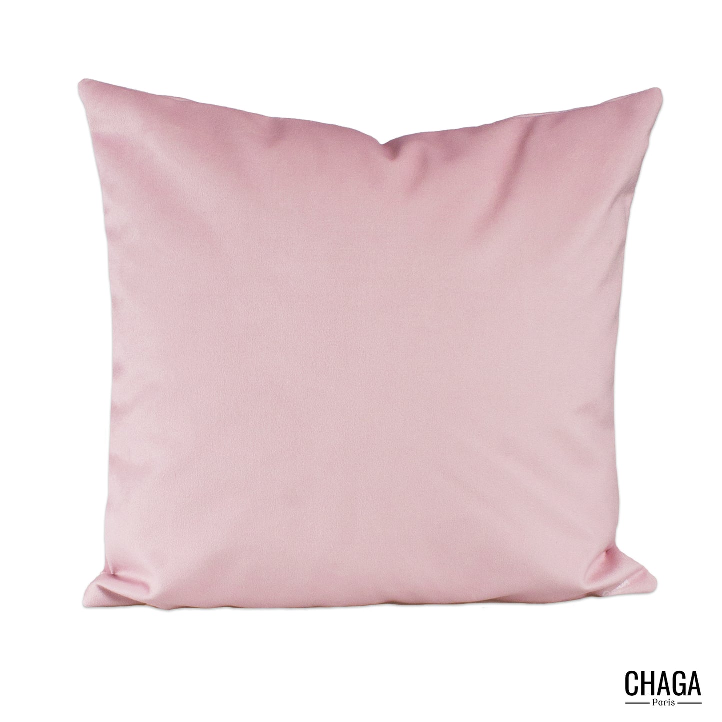 Coussin de créateur en velours CHAGA Paris - Motif Rose perle