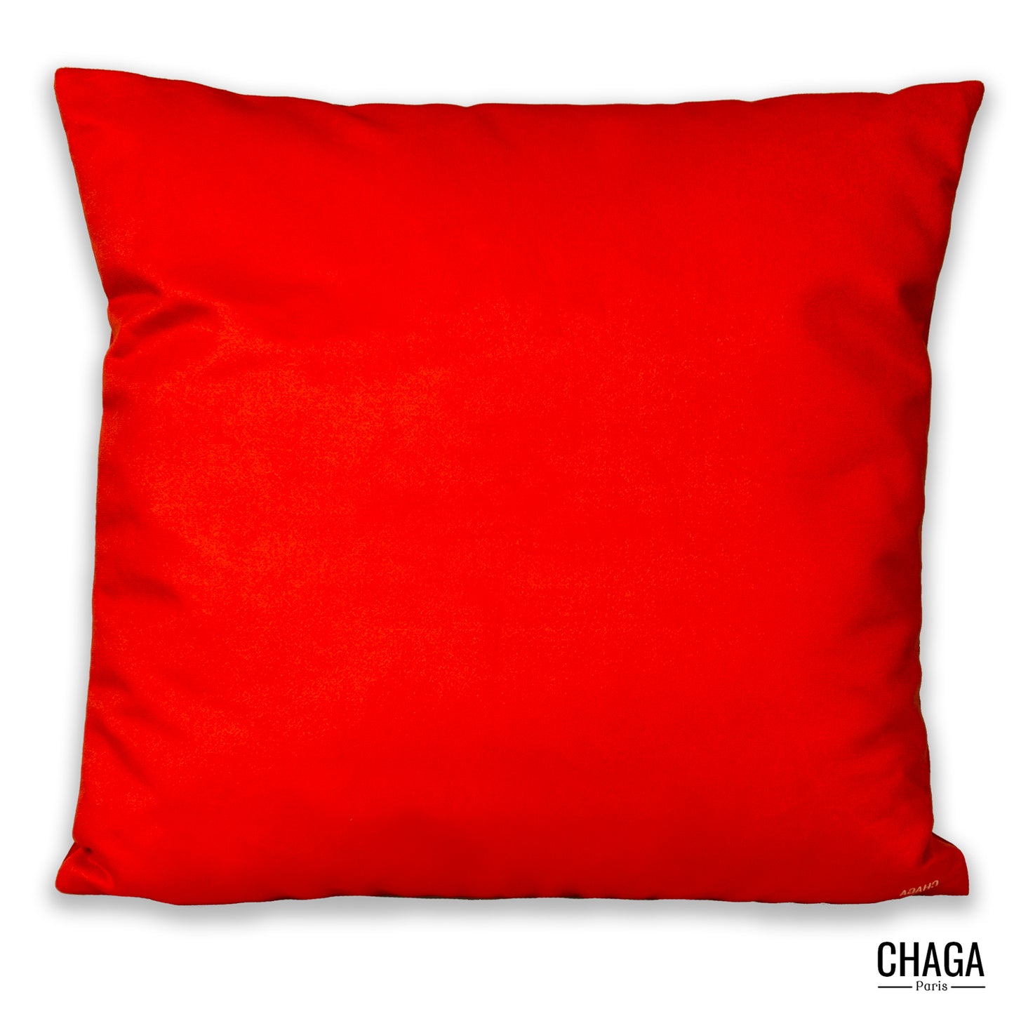 Coussin de créateur en velours CHAGA Paris - Motif Rouge et orange