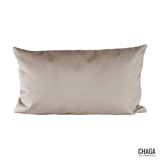 Coussin de créateur en velours CHAGA Paris - Motif Taupe