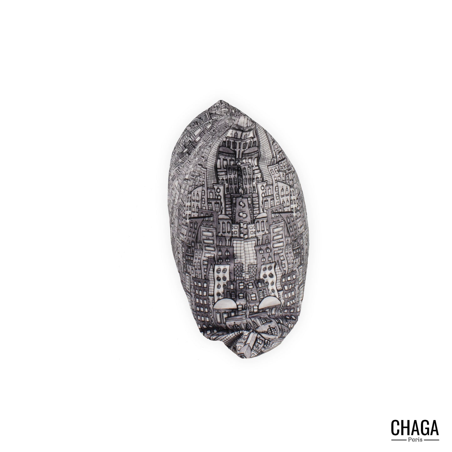 Coussin de créateur en velours CHAGA Paris - Motif Ville noir et blanc