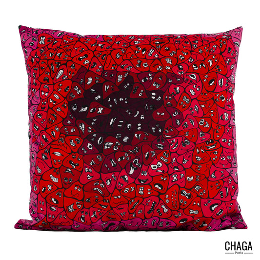 Coussin de créateur en velours CHAGA Paris - Motif Coquelicot