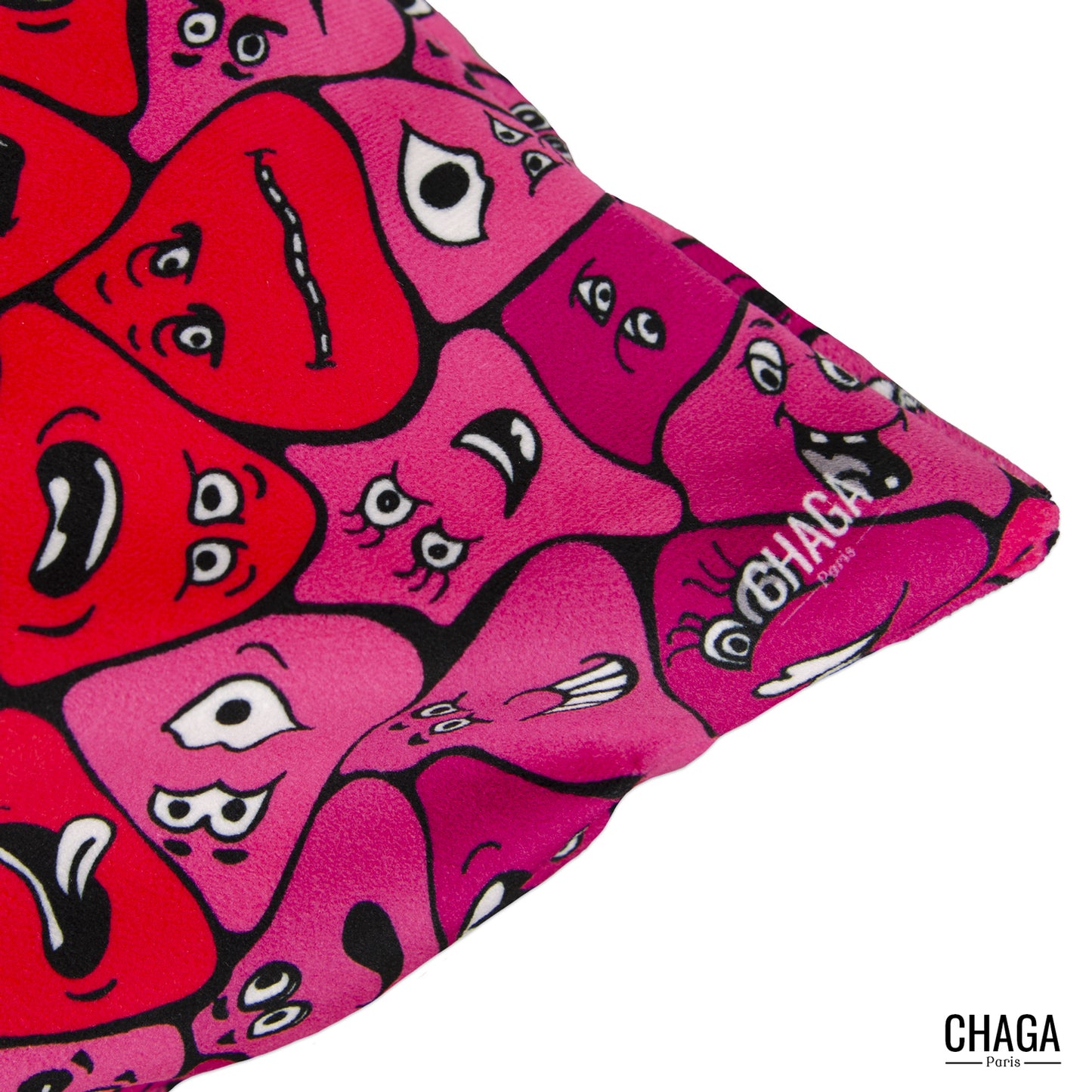 Coussin de créateur en velours CHAGA Paris - Motif Coquelicot