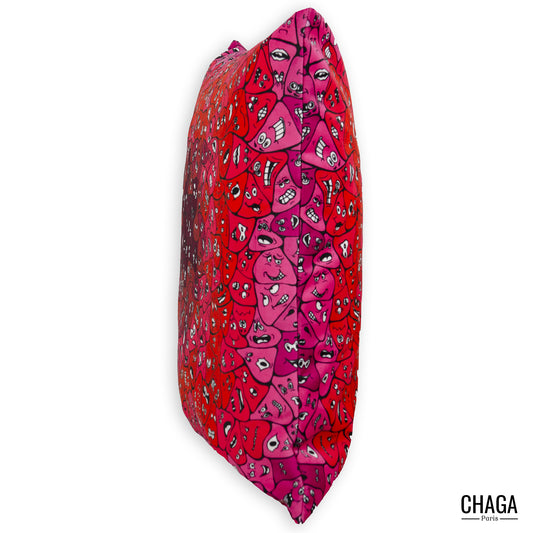 Coussin de créateur en velours CHAGA Paris - Motif Coquelicot