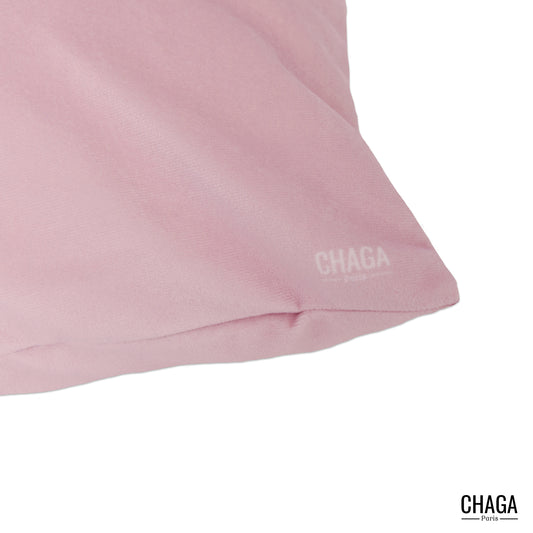 Coussin de créateur en velours CHAGA Paris - Motif Rose perle