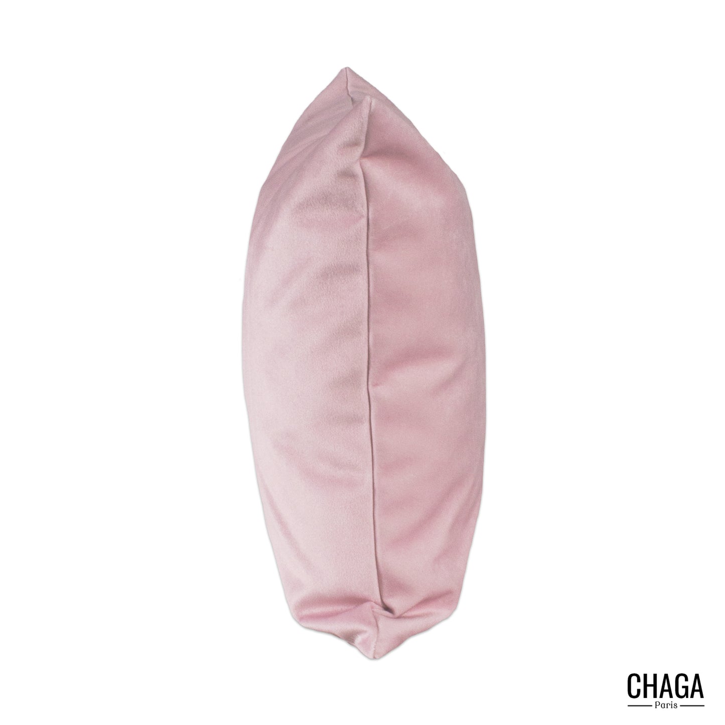 Coussin de créateur en velours CHAGA Paris - Motif Rose perle