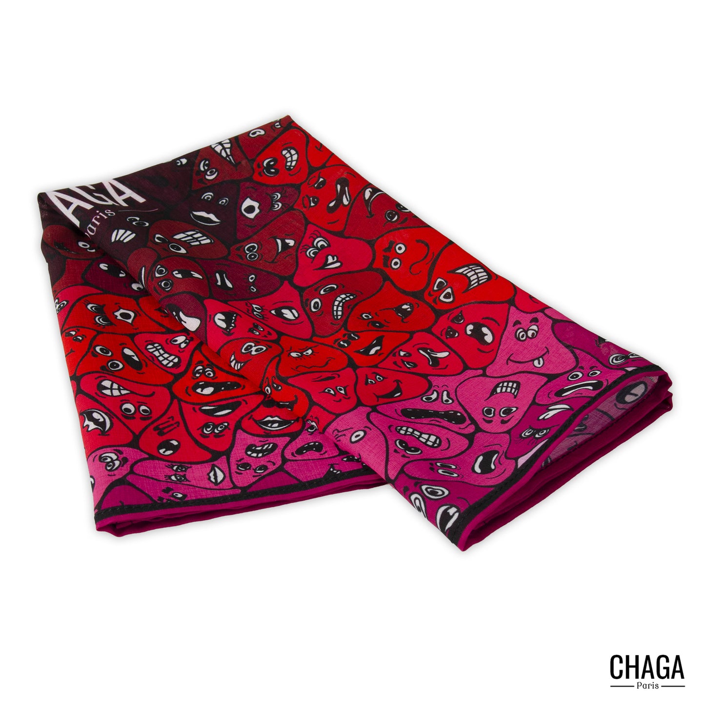Foulard en voile léger 47 X 47 CHAGA Paris - Motif Coquelicot