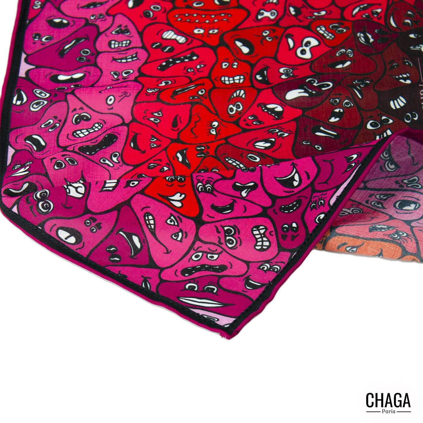 Foulard en voile léger 47 X 47 CHAGA Paris - Motif Coquelicot
