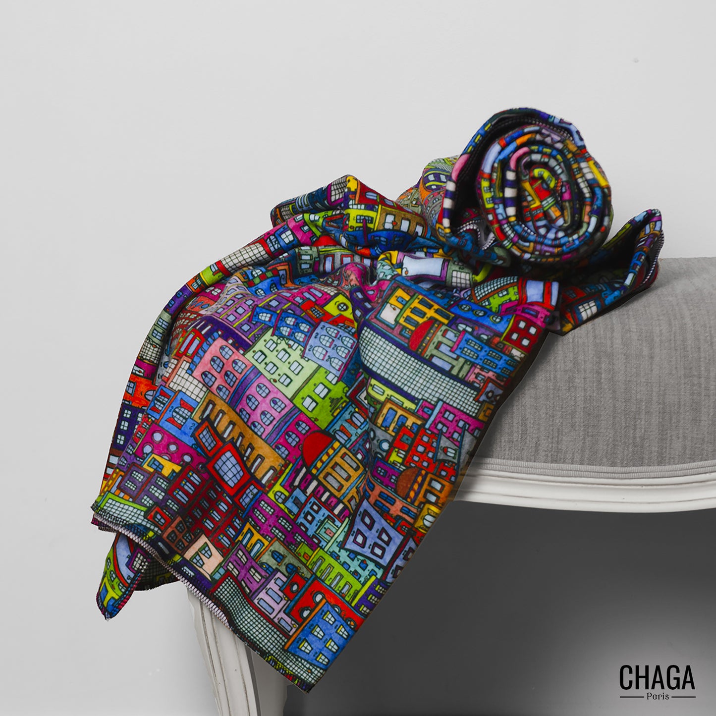 Plaid en polaire CHAGA Paris - Motif Ville