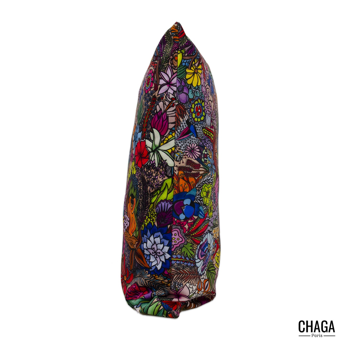 Coussin de créateur en velours CHAGA Paris - Motif Jungle