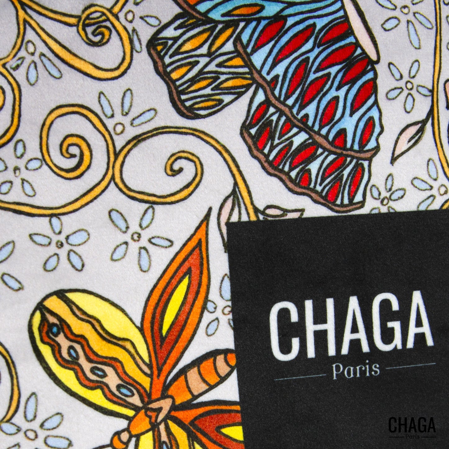 Pochette XS en velours CHAGA Paris - Motif Chagaline gris