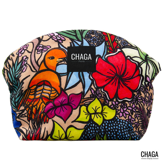 Pochette large en velours CHAGA Paris - Motif Colibri
