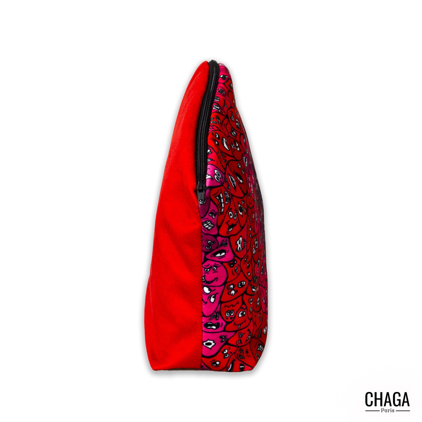 Pochette large en velours CHAGA Paris - Motif Coquelicot