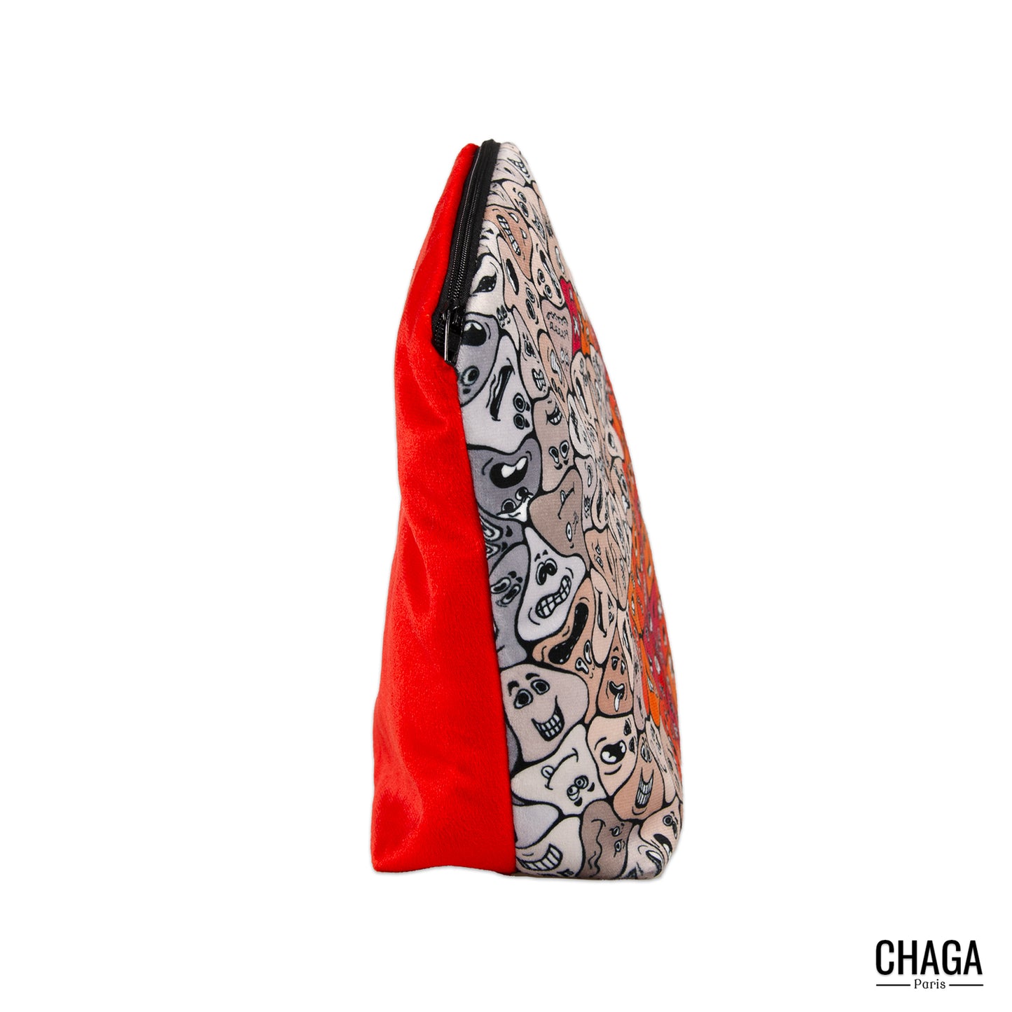Pochette large en velours CHAGA Paris - Motif Femme orange