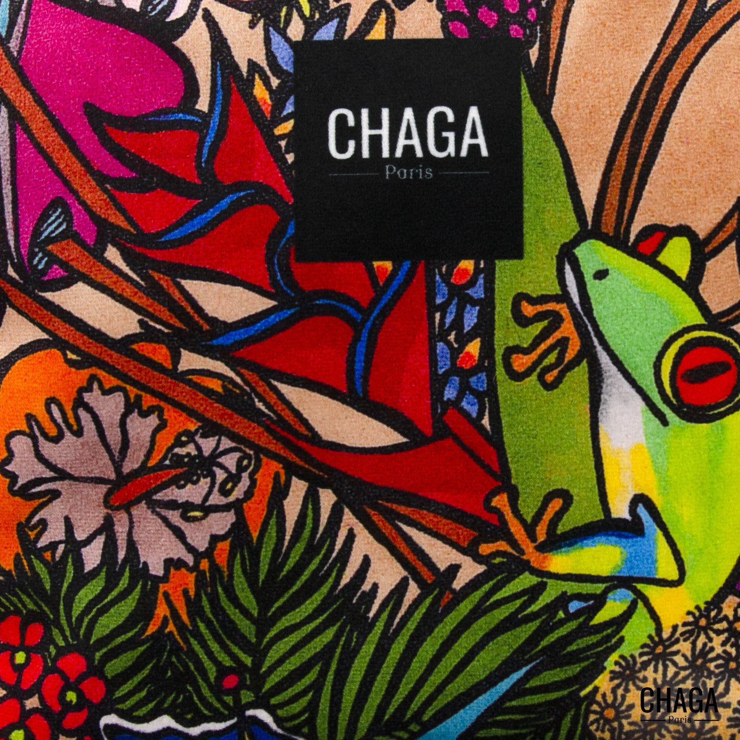 Pochette large en velours CHAGA Paris - Motif Grenouille