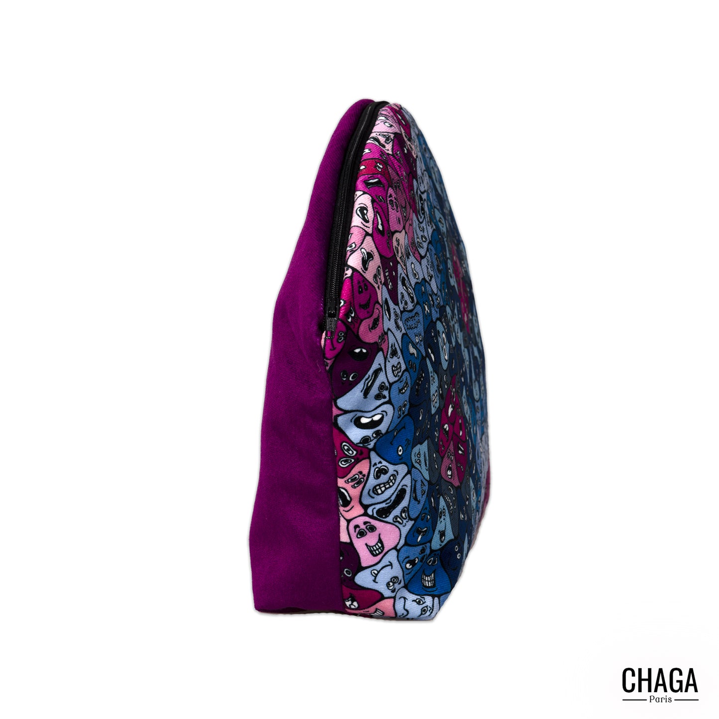 Pochette large en velours CHAGA Paris - Motif Masque