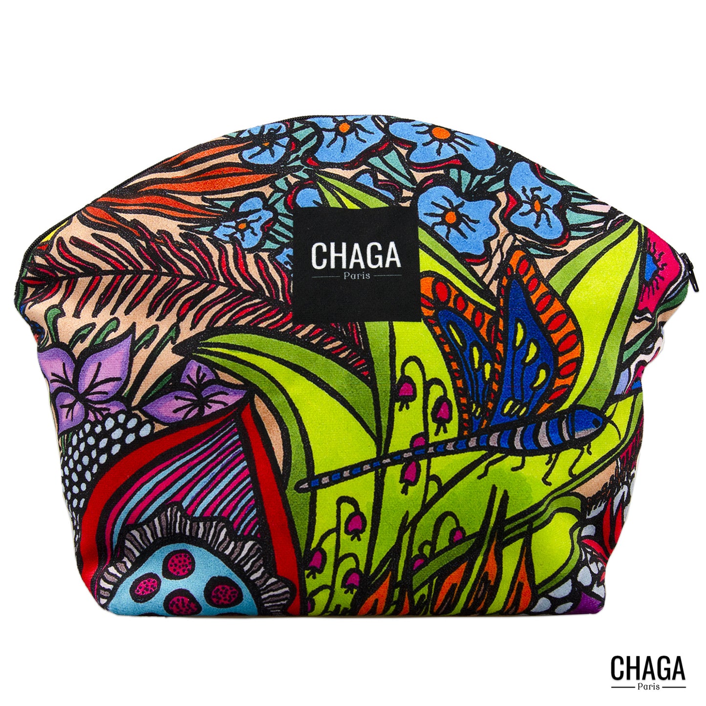 Pochette large en velours CHAGA Paris - Motif Toucan