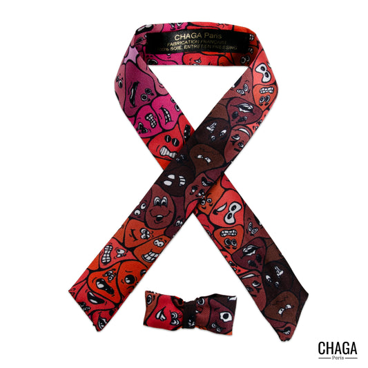 Coffret Twilly petit noeud papillon en soie unisexe CHAGA Paris - Motif Coquelicot