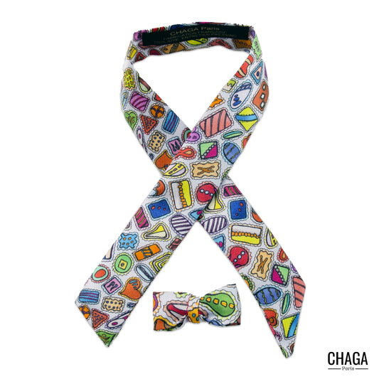 Coffret Twilly petit noeud papillon en soie unisexe CHAGA Paris - Motif Gourmandises