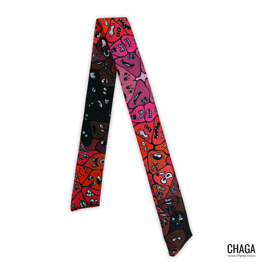 Twilly unisexe en soie CHAGA Paris - Motif Coquelicot